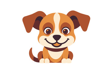 Obraz premium Cute Cartoon Puppy with a Sweet Smile - Adorable Dog Illustration for Kids - Perfect for Pet Lovers and Children's Designs - Vector Art of a Happy Pup