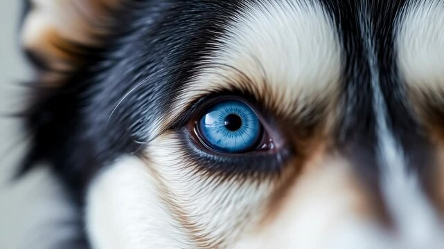 blue eye husky close-up, dog, canine, look, macro video, domestic animal, pet, wolf, fur, muzzle