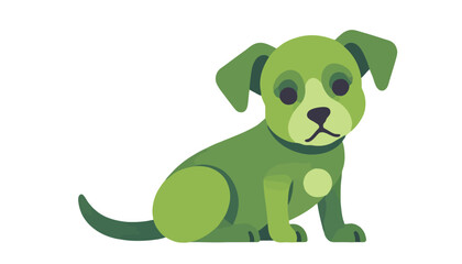 Obraz premium Cute Green Puppy Illustration - Adorable Cartoon Dog for Kids - Funny Animal Graphics - Playful Puppy Clipart - Digital Art Dog Image for Children