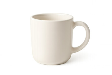 Simple white ceramic coffee mug with a smooth surface design  