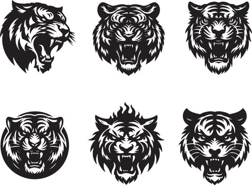 Angry animel with sharp teeth vector icon.