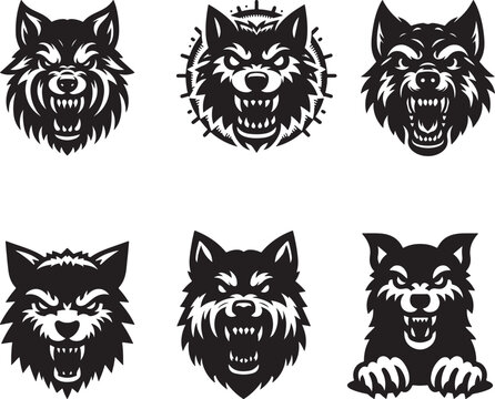Angry animel with sharp teeth vector icon.