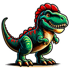 Naklejka premium Adorable Cartoon T-Rex Dinosaur Illustration: Fun, Playful Dino Character Design
