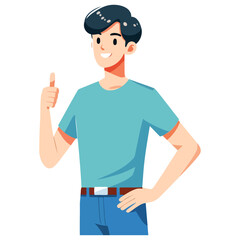Happy Smiling Man Giving Thumbs Up - Positive, Approving Gesture Illustration