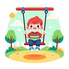Joyful Child on a Swing in a Sunny Park: A Delightful Childhood Scene