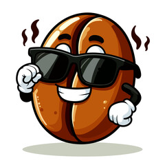 Cool Coffee Bean Cartoon Character in Sunglasses: A Fun Illustration