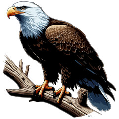 Majestic Bald Eagle Perched on Branch: A Symbol of Freedom and Power