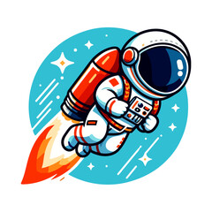 Astronaut in Space: A Cosmic Adventure.  Jetpack Flight Through Stars and Nebulae