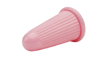 Pink plastic tip, ribbed design, isolated on transparent background, for design projects