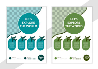 Creative flyer design and brochure cover page template for travel agency	