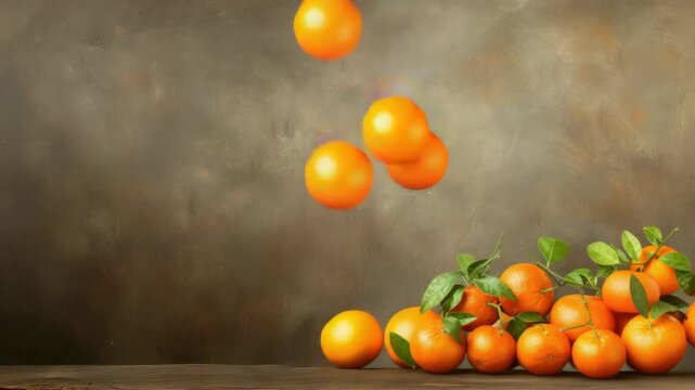 Vibrant oranges displayed on a rustic wooden table against a softly blurred backdrop that adds warmth to the setup