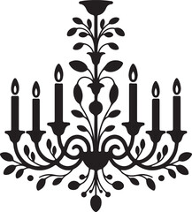 Elegant Ornate Chandelier Silhouette Isolated on White