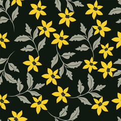 Abstract seamless floral pattern. Spring Trendy flowers print, Plant background, design for fabric, cloth design, covers, wallpapers, print, scrapbooking.