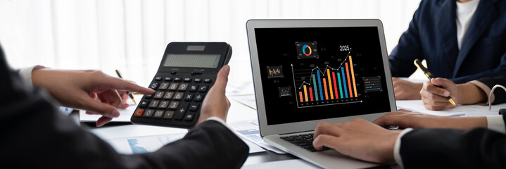 Business data dashboard provide business intelligence analytic for marketing strategy planning...