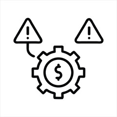 Financial Risk Management with Gear and Warning Signs Icon Illustration
