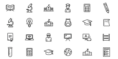 Education outline or line icon design bundle.