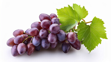 Fototapeta premium Grapes with leaves with shadow on white background