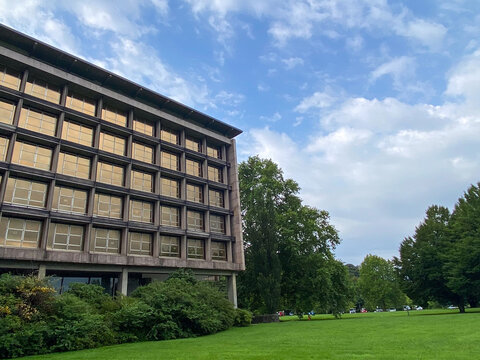 Nuovo Palazzo Uffici Olivetti details and views by Gino Valle in Ivrea , Piedmont Italy now TIM offices