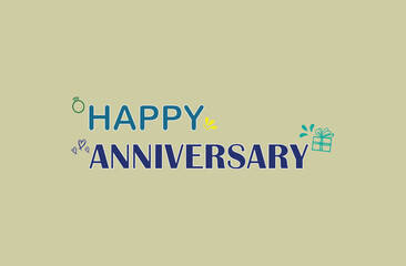 Happy Anniversary calligraphy hand lettering isolated on background. Hand drawn style design. Handwritten modern lettering. wedding anniversary celebration poster. Vector illustration. Eps file 96.