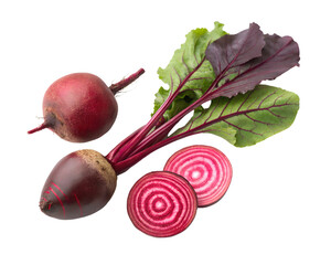 fresh beetroots whole and sliced display