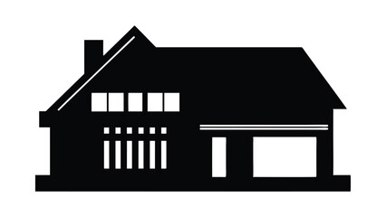 Black house icon vector illustration for real estate and residential property design silhouette on white background