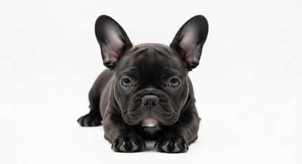 Black french bulldog puppy dog cute adorable pet animal canine portrait breed small domestic young studio shot