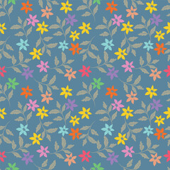 Abstract seamless floral pattern. Spring Trendy flowers print, Plant background, design for fabric, cloth design, covers, wallpapers, print, scrapbooking.