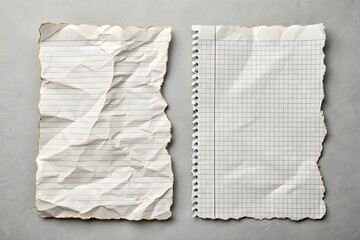Obraz premium Vintage Paper Textures Crumpled and Gridded Note Paper Backgrounds