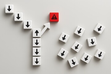 Navigating Challenges A Visual Metaphor for Overcoming Obstacles and Choosing the Right Path to Success.  Strategic Decision Making, Risk Management, and Problem Solving Illustrated.