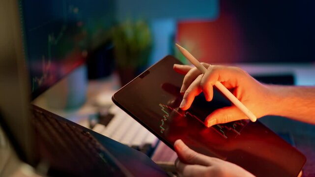 Fintech Analytics Interface Real-Time Crypto Charts business office space computer equipment digital stylus - Powered by Adobe