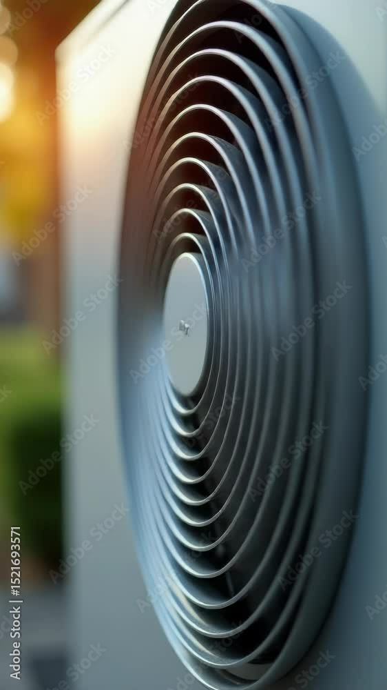Poster A close-up shot of a fan attached to a wall with a simple design and functionality