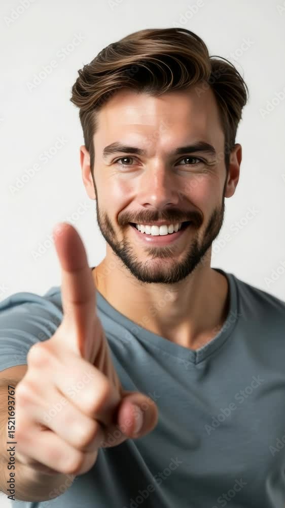 Poster A person with a beard pointing at the camera, isolated on a white background