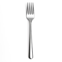 Sleek four-pronged table fork isolated on white, perfect for dining setting.