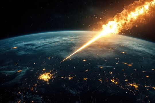 Ballistic missile launching from earth, Powerful Ballistic Missile Launches from Earth, Piercing the Sky with Fiery Speed and Precision