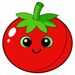 Happy cute cartoon tomato red vegetable fruit