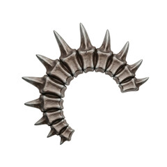 3D curved dinosaur tail bone with sharp spikes