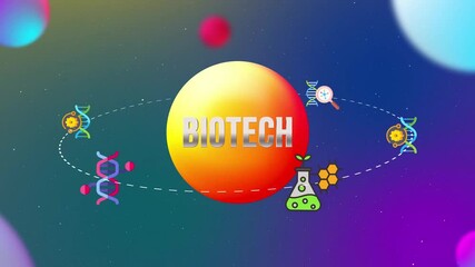 Biotech Icons With 3d Orbit Style Animation - Powered by Adobe