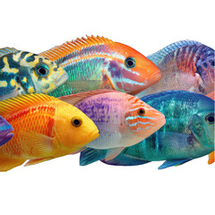 Vibrant tropical fish school