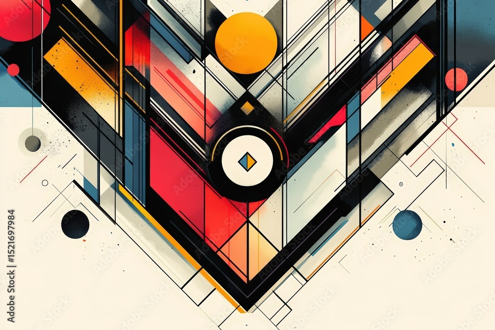 Fototapete vibrant geometric abstract design with bold colors and sharp shapes set against a light background