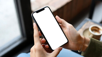 People's hands are often seen holding and using mobile phones with blank screens for business communication, showcasing the device's role in modern wireless technology