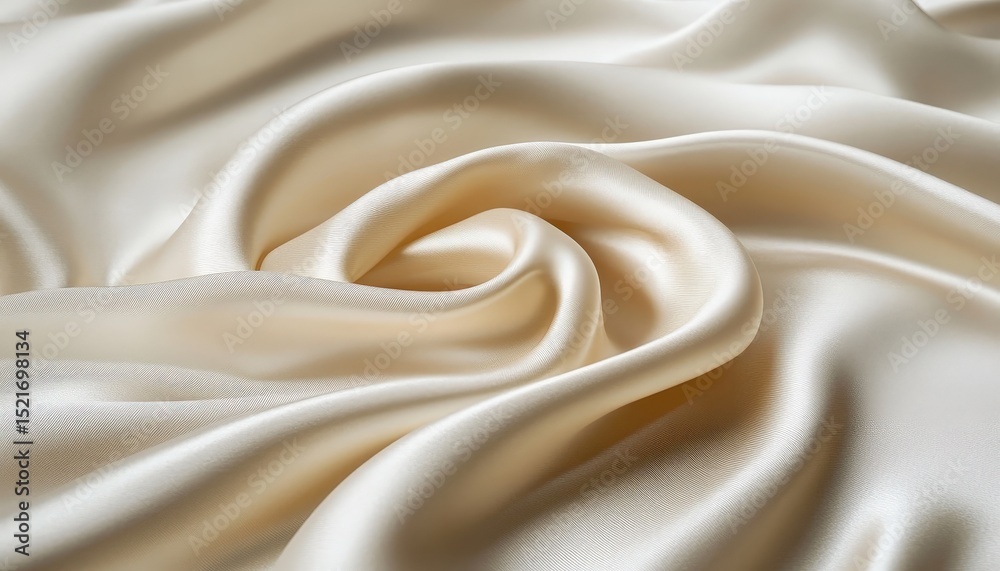 Fototapete Soft flowing fabric in warm tones creates a serene background for artistic and design purposes in a bright studio setting
