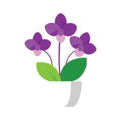 Purple Orchids in Ceramic Pot Illustration