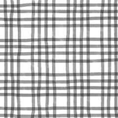 Black Plaid Gingham Check Hand Drawn Background Pattern Overlay
