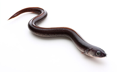 Fototapeta premium Closeup of a Freshly Caught Eel on White Background
