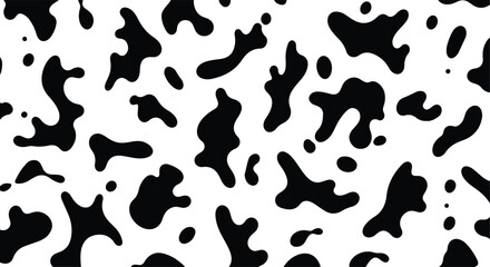 Abstract black and white cow print seamless pattern