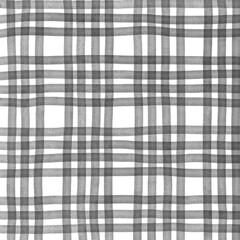 Black Plaid Gingham Check Hand Drawn Background Pattern Overlay