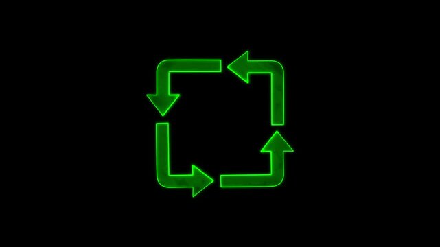 Abstract the universal recycling symbol, a Mobius loop consisting of four chasing arrows. 4k motion