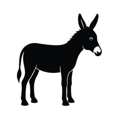 Obraz premium Full Body Silhouette of a Standing Donkey on White Background Detailed Icon