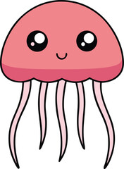 Naklejka premium jellyfish icon clipart vector on transparent background