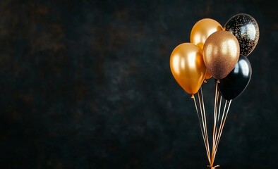 Colorful Balloons Celebrate Special Occasions With Elegance and Charm in Festive Black and Gold